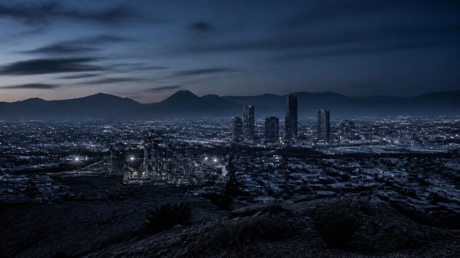 Panorámica de Torreón, Coahuila al anochecer